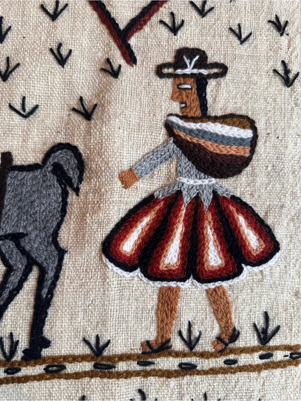 Handmade Ivory And Earth-Tone Peruvian Wall Hanging